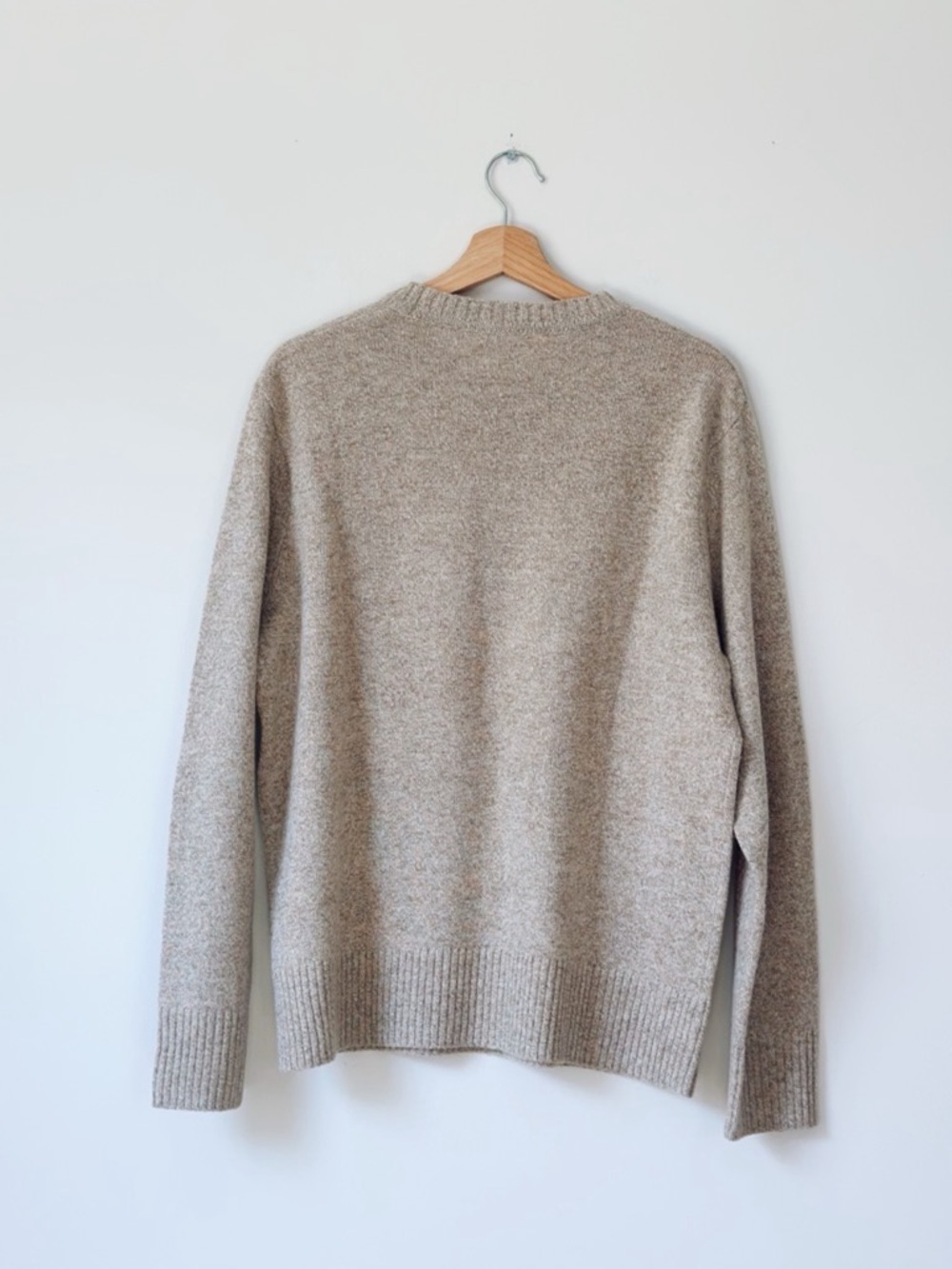 J.Crew Men's Crewneck Sweater in Oatmeal Merino Wool - Picture 2 of 3